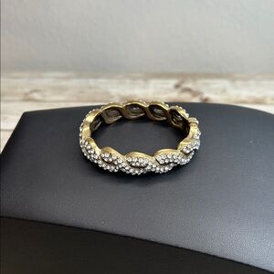 J. Crew Gold and Rhinestone Women's Clamper Bracelet